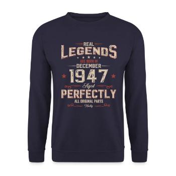 77th Birthday Original December 1947 Volume 47 - Unisex Sweatshirt - navy - Front - Alina (178cm) & Michal (187cm)