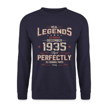 90e anniversaire Original Décembre 1935 Volume 35 - Sweat-shirt Unisexe - marine - Devant - Alina (178cm) & Michal (187cm)