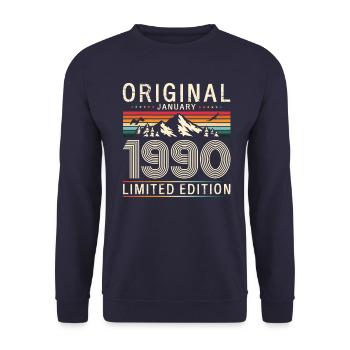 35th Birthday Legend January 1990 Vintage 90's - Unisex Sweatshirt - navy - Front - Alina (178cm) & Michal (187cm)