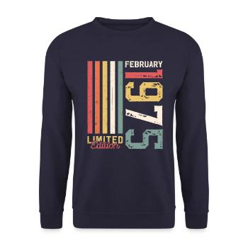 50th Birthday Gift Husband Original February 1975 - Unisex Sweatshirt - navy - Front - Alina (178cm) & Michal (187cm)