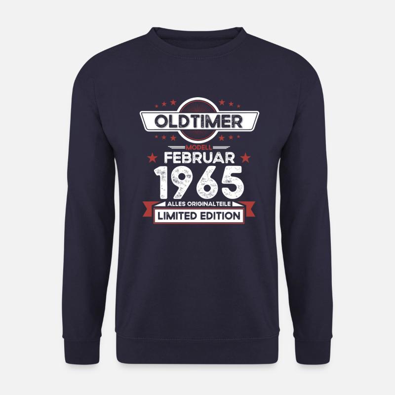 60. Geburtstag Oldtimer Februar 1965 Jahrgang 65 - Unisex Pullover - Navy