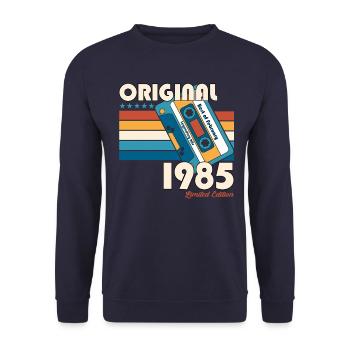 40ème Anniversaire Vintage Février 1985 Cassette 85 - Sweat-shirt Unisexe - marine - Devant - Alina (178cm) & Michal (187cm)