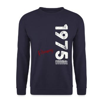 50th Birthday Gift Husband Original February 1975 - Unisex Sweatshirt - navy - Front - Alina (178cm) & Michal (187cm)