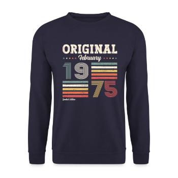 50th Birthday Gift Husband Original February 1975 - Unisex Sweatshirt - navy - Front - Alina (178cm) & Michal (187cm)
