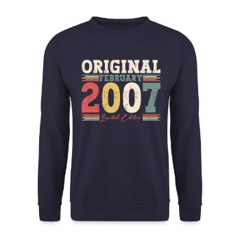 18. Geburtstag Geschenk Mann Original Februar 2007 - Unisex Pullover - Navy - Vorne - Alina (178cm) & Michal (187cm)