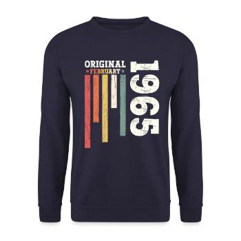 60. Geburtstag Geschenk Mann Original Februar 1965 - Unisex Pullover - Navy - Vorne - Alina (178cm) & Michal (187cm)