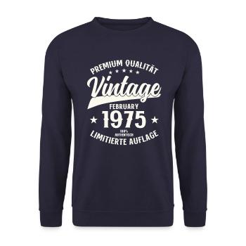 50th Birthday Gift Husband Original February 1975 - Unisex Sweatshirt - navy - Front - Alina (178cm) & Michal (187cm)