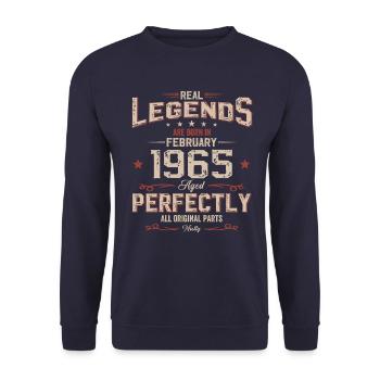 60. Geburtstag Geschenk Mann Original Februar 1965 - Unisex Pullover - Navy - Vorne - Alina (178cm) & Michal (187cm)