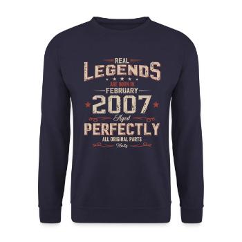 18. Geburtstag Geschenk Mann Original Februar 2007 - Unisex Pullover - Navy - Vorne - Alina (178cm) & Michal (187cm)