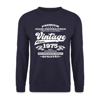 50th Birthday Gift Husband Original February 1975 - Unisex Sweatshirt - navy - Front - Alina (178cm) & Michal (187cm)
