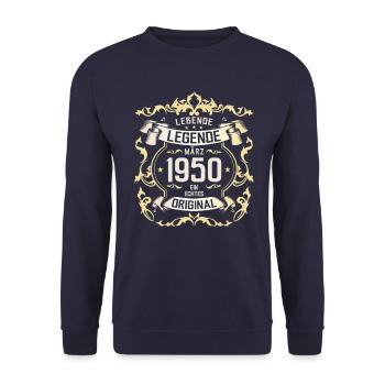 75th Birthday Gift Husband Original March 1950 - Unisex Sweatshirt - navy - Front - Alina (178cm) & Michal (187cm)