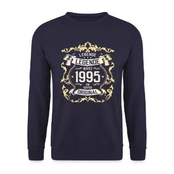 30. Geburtstag Geschenk Mann Original März 1995 - Unisex Pullover - Navy - Vorne - Alina (178cm) & Michal (187cm)