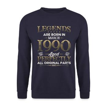 35ème anniversaire cadeau mari Original mars 1990 - Sweat-shirt Unisexe - marine - Devant - Alina (178cm) & Michal (187cm)