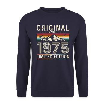 50th Birthday Gift Husband Original March 1975 - Unisex Sweatshirt - navy - Front - Alina (178cm) & Michal (187cm)