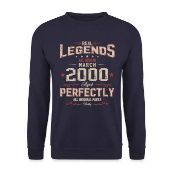 25ème anniversaire cadeau mari Vintage mars 2000 - Sweat-shirt Unisexe - marine - Devant - Alina (178cm) & Michal (187cm)