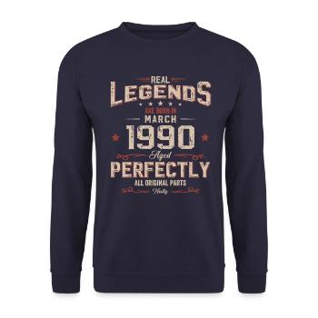 35ème anniversaire cadeau mari Original mars 1990 - Sweat-shirt Unisexe - marine - Devant - Alina (178cm) & Michal (187cm)