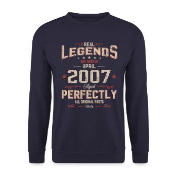 18. Geburtstag Geschenk Mann Vintage April 2007 - Unisex Pullover - Navy - Vorne - Alina (178cm) & Michal (187cm)