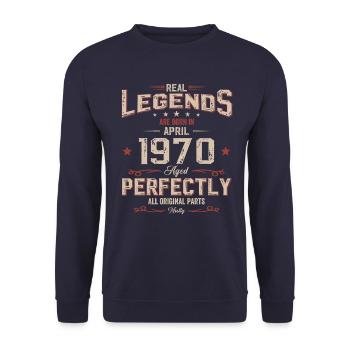 55ème anniversaire cadeau mari légende avril 1970 - Sweat-shirt Unisexe - marine - Devant - Alina (178cm) & Michal (187cm)