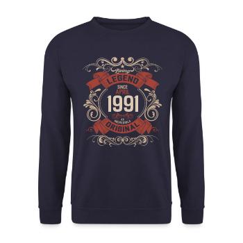 34ème anniversaire cadeau mari légende avril 1991 - Sweat-shirt Unisexe - marine - Devant - Alina (178cm) & Michal (187cm)