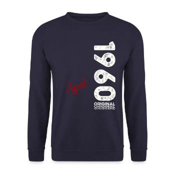 65ème Anniversaire Original Avril Millésime 1960 - Sweat-shirt Unisexe - marine - Devant - Alina (178cm) & Michal (187cm)