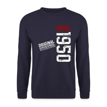 75th Birthday Legend March Born in 1950 - Unisex Sweatshirt - navy - Front - Alina (178cm) & Michal (187cm)