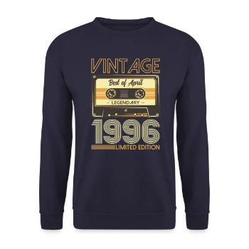 30ème anniversaire Cadeau Homme Cassette Avril 1996 - Sweat-shirt Unisexe - marine - Devant - Alina (178cm) & Michal (187cm)