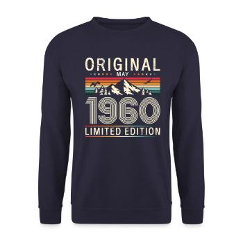 65ème Anniversaire Original Mai Millésime 1960 - Sweat-shirt Unisexe - marine - Devant - Alina (178cm) & Michal (187cm)