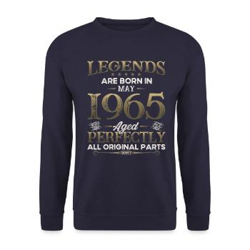 60th Birthday Original May Born 1965 - Unisex Sweatshirt - navy - Front - Alina (178cm) & Michal (187cm)