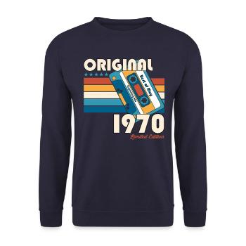 55th Birthday Original May Vintage 1970 - Unisex Sweatshirt - navy - Front - Alina (178cm) & Michal (187cm)