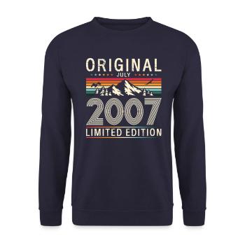 18. Geburtstag Geschenk Mann Original Juli 2007 - Unisex Pullover - Navy - Vorne - Alina (178cm) & Michal (187cm)