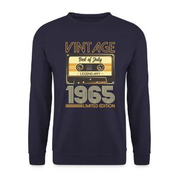 60th Birthday Cassette July Vintage 1965 - Unisex Sweatshirt - navy - Front - Alina (178cm) & Michal (187cm)