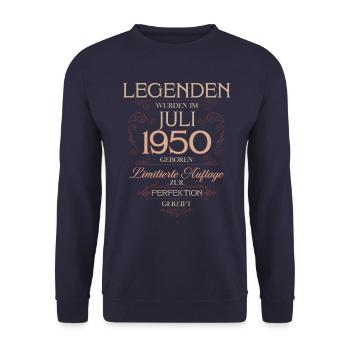 75ème Anniversaire Original Juillet Millésime 1950 - Sweat-shirt Unisexe - marine - Devant - Alina (178cm) & Michal (187cm)