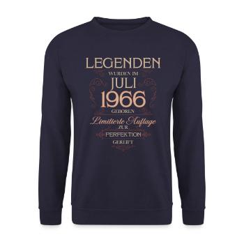 60th Birthday Legend July Born in 1966 - Unisex Sweatshirt - navy - Front - Alina (178cm) & Michal (187cm)