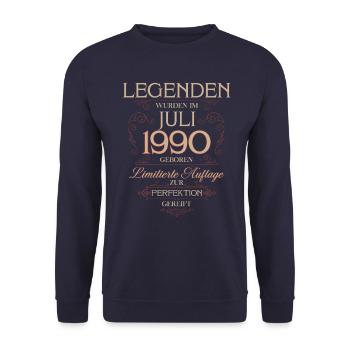 35ème anniversaire cadeau mari Original juillet 1990 - Sweat-shirt Unisexe - marine - Devant - Alina (178cm) & Michal (187cm)