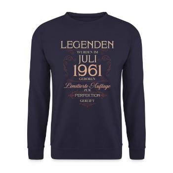 64th Birthday Original July Born 1961 - Unisex Sweatshirt - navy - Front - Alina (178cm) & Michal (187cm)