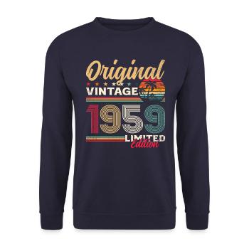 66th Birthday Original Vintage 1959 - Unisex Sweatshirt - navy - Front - Alina (178cm) & Michal (187cm)