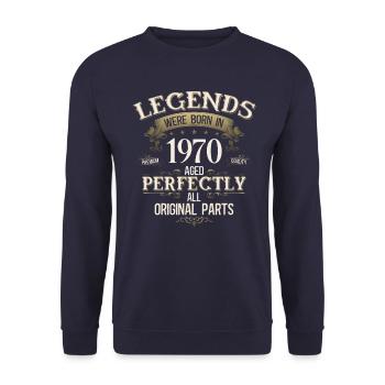Légende du 55e anniversaire née en 1970 - Sweat-shirt Unisexe - marine - Devant - Alina (178cm) & Michal (187cm)