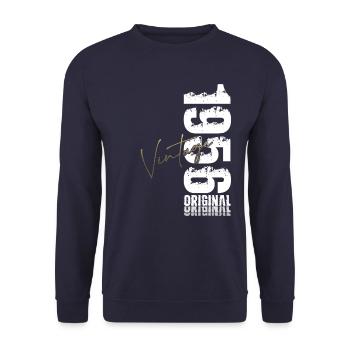 69ème Anniversaire Original Vintage 1956 - Sweat-shirt Unisexe - marine - Devant - Alina (178cm) & Michal (187cm)