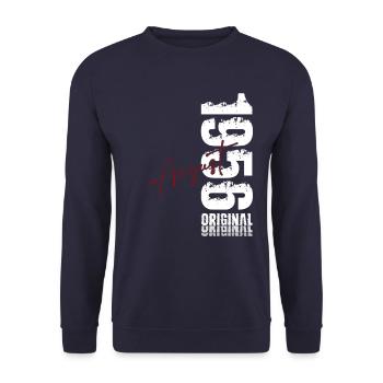 69e anniversaire Légende August Né en 1956 - Sweat-shirt Unisexe - marine - Devant - Alina (178cm) & Michal (187cm)