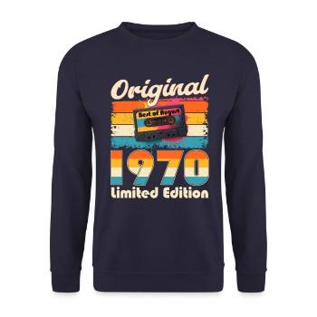 55th Birthday Original August 1970 - Unisex Sweatshirt - navy - Front - Alina (178cm) & Michal (187cm)