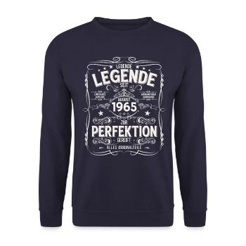 60th Birthday Legends August 1965 - Unisex Sweatshirt - navy - Front - Alina (178cm) & Michal (187cm)