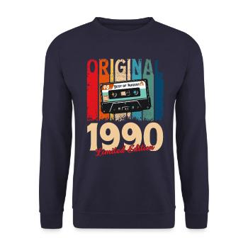 35ème Anniversaire Cassette Homme Original Août 1990 - Sweat-shirt Unisexe - marine - Devant - Alina (178cm) & Michal (187cm)