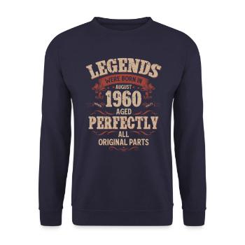 65e anniversaire Légende August Né en 1960 - Sweat-shirt Unisexe - marine - Devant - Alina (178cm) & Michal (187cm)