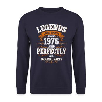 49ème Anniversaire Original Vintage Août 1976 - Sweat-shirt Unisexe - marine - Devant - Alina (178cm) & Michal (187cm)