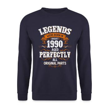 35ème anniversaire cadeau mari Original août 1990 - Sweat-shirt Unisexe - marine - Devant - Alina (178cm) & Michal (187cm)