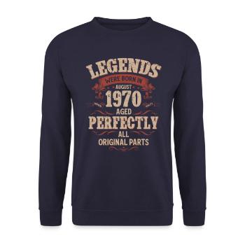 55e anniversaire Légende August Né en 1970 - Sweat-shirt Unisexe - marine - Devant - Alina (178cm) & Michal (187cm)