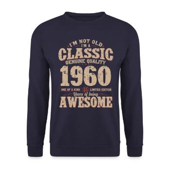 65. Geburtstag Original Jahrgang 1960 - Unisex Pullover - Navy - Vorne - Alina (178cm) & Michal (187cm)