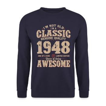 Légende du 77e anniversaire née en 1948 - Sweat-shirt Unisexe - marine - Devant - Alina (178cm) & Michal (187cm)