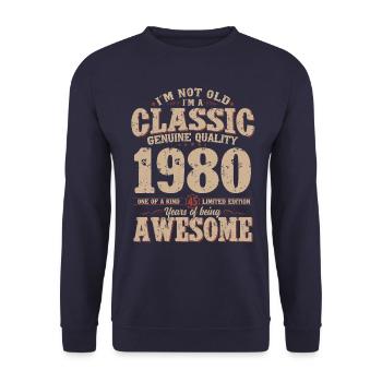 45ème Anniversaire Original Vintage 1980 - Sweat-shirt Unisexe - marine - Devant - Alina (178cm) & Michal (187cm)
