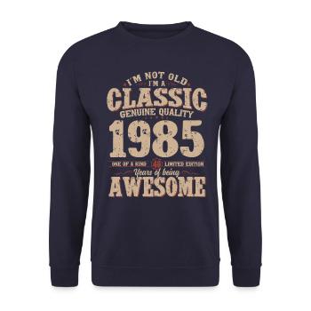 40. Geburtstag Original Jahrgang 1985 - Unisex Pullover - Navy - Vorne - Alina (178cm) & Michal (187cm)